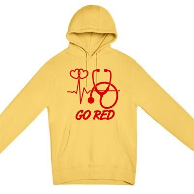 Go Red Heart Disease Awareness Month Wear Red Premium Pullover Hoodie