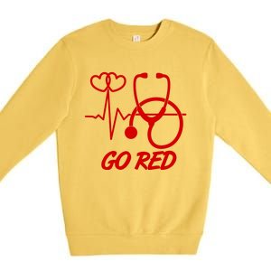 Go Red Heart Disease Awareness Month Wear Red Premium Crewneck Sweatshirt