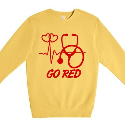 Go Red Heart Disease Awareness Month Wear Red Premium Crewneck Sweatshirt