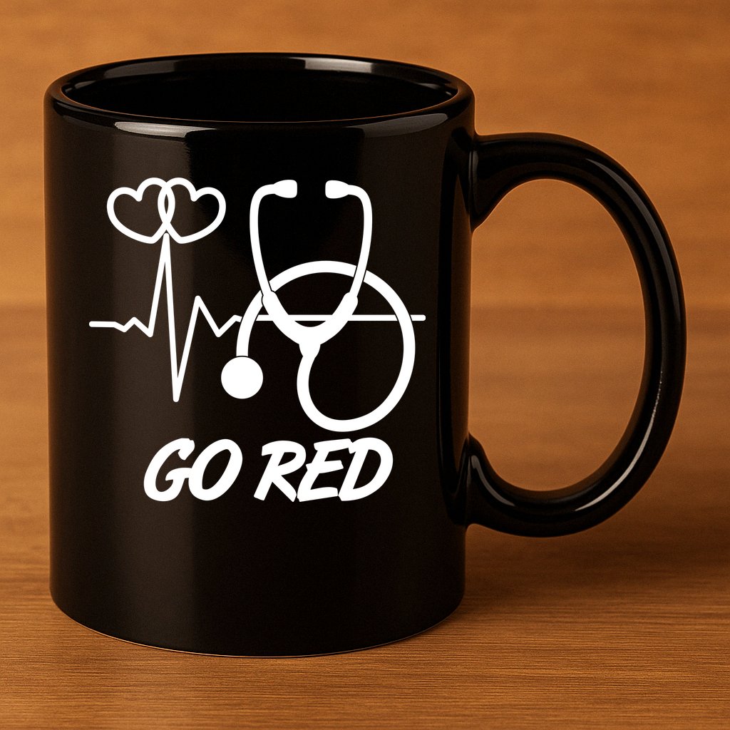 Go Red Heart Disease Awareness Month Wear Red 11oz C Handle Ceramic Mug