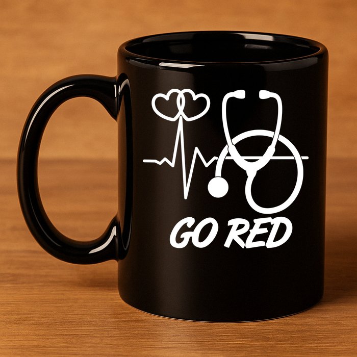 Go Red Heart Disease Awareness Month Wear Red 11oz C Handle Ceramic Mug