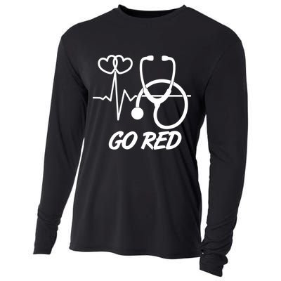 Go Red Heart Disease Awareness Month Wear Red Cooling Performance Long Sleeve Crew