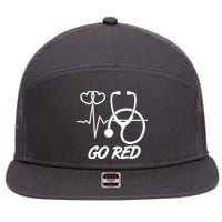 Go Red Heart Disease Awareness Month Wear Red 7 Panel Mesh Trucker Snapback Hat