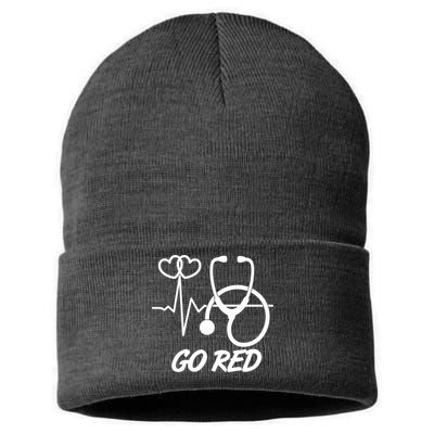 Go Red Heart Disease Awareness Month Wear Red Sustainable Knit Beanie