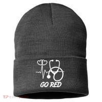 Go Red Heart Disease Awareness Month Wear Red Sustainable Knit Beanie