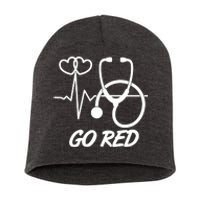 Go Red Heart Disease Awareness Month Wear Red Short Acrylic Beanie