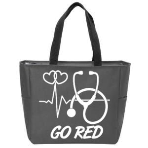 Go Red Heart Disease Awareness Month Wear Red Zip Tote Bag