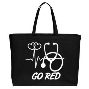 Go Red Heart Disease Awareness Month Wear Red Cotton Canvas Jumbo Tote