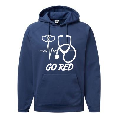 Go Red Heart Disease Awareness Month Wear Red Performance Fleece Hoodie