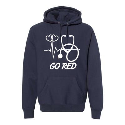 Go Red Heart Disease Awareness Month Wear Red Premium Hoodie