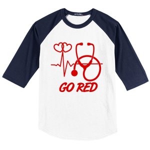 Go Red Heart Disease Awareness Month Wear Red Baseball Sleeve Shirt