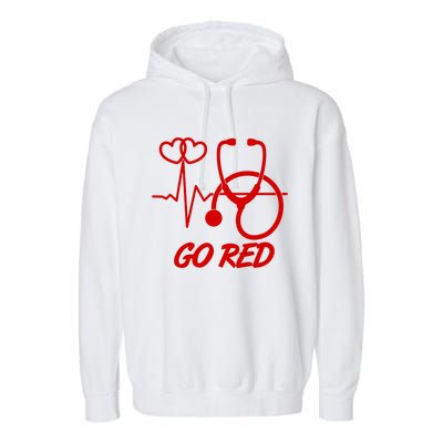 Go Red Heart Disease Awareness Month Wear Red Garment-Dyed Fleece Hoodie