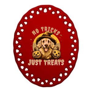 Golden Retriever Halloween No Tricks Just Treats Meaningful Gift Ceramic Oval Ornament