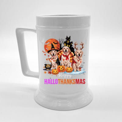 Golden Retriever Happy Hallothanksmas Halloween Thanksgiving Beer Stein