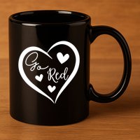 Go Red Heart Disease Awareness Gifts 11oz C Handle Ceramic Mug