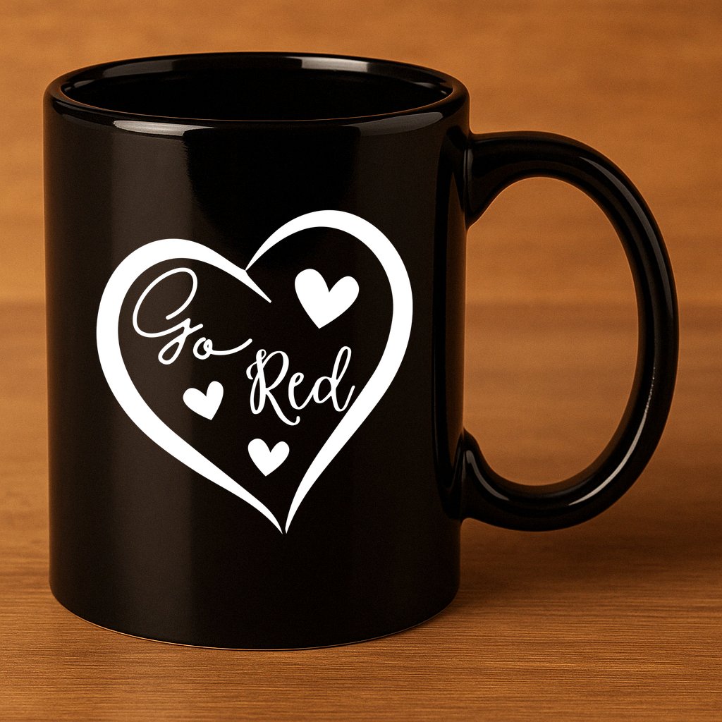 Go Red Heart Disease Awareness Gifts 11oz C Handle Ceramic Mug