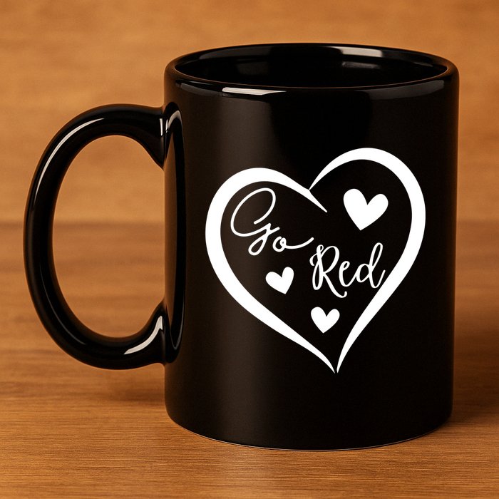 Go Red Heart Disease Awareness Gifts 11oz C Handle Ceramic Mug
