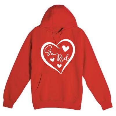 Go Red Heart Disease Awareness Gifts Premium Pullover Hoodie