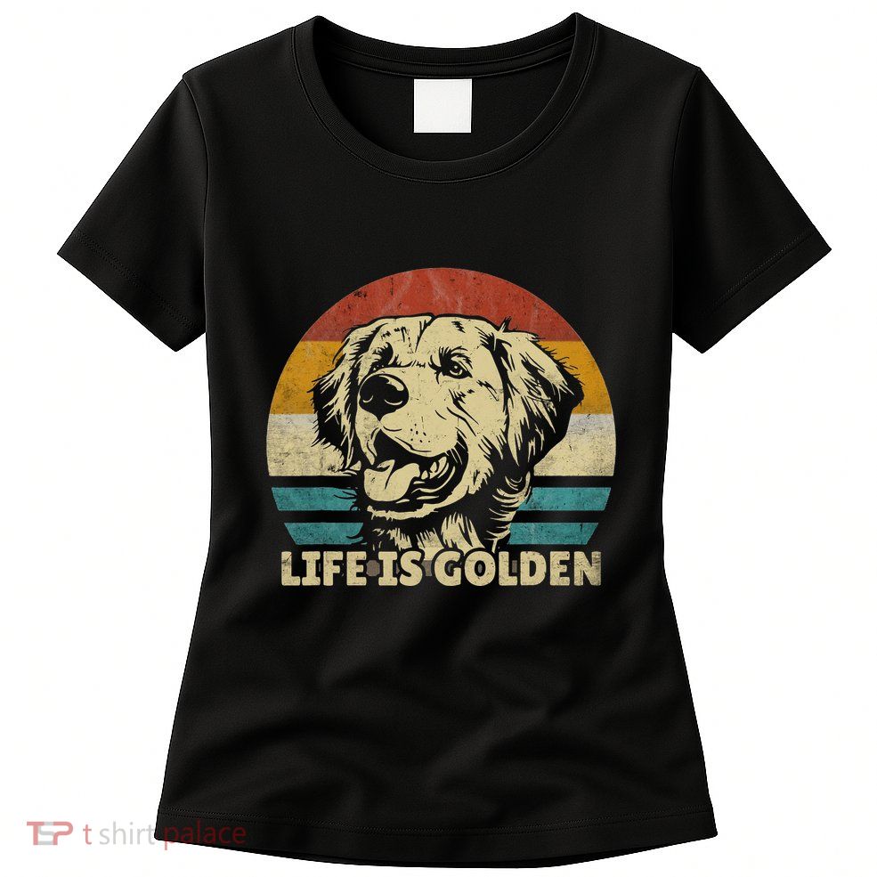 Golden Retriever Hund Life is golden retro vintage Womens T-Shirt