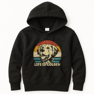 Golden Retriever Hund Life is golden retro vintage Kids Hoodie
