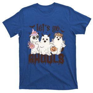 Groovy Retro Halloween Cute Ghost Pumpkin Lets Go Ghouls Cute Gift T-Shirt