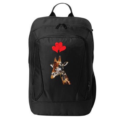 Giraffe Red Heart Valentines Day Gift For Women City Backpack