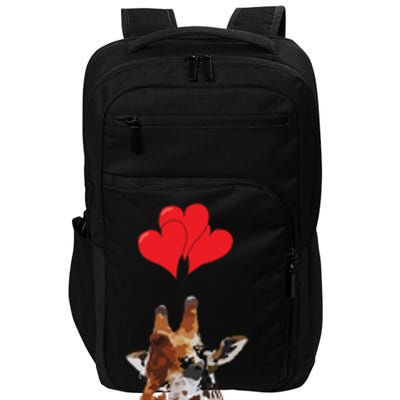 Giraffe Red Heart Valentines Day Gift For Women Impact Tech Backpack