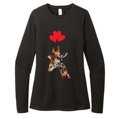 Giraffe Red Heart Valentines Day Gift For Women Womens CVC Long Sleeve Shirt