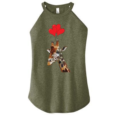 Giraffe Red Heart Valentines Day Gift For Women Women's Perfect Tri Rocker Tank