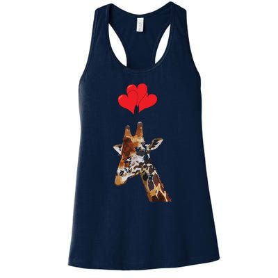 Giraffe Red Heart Valentines Day Gift For Women Women's Racerback Tank