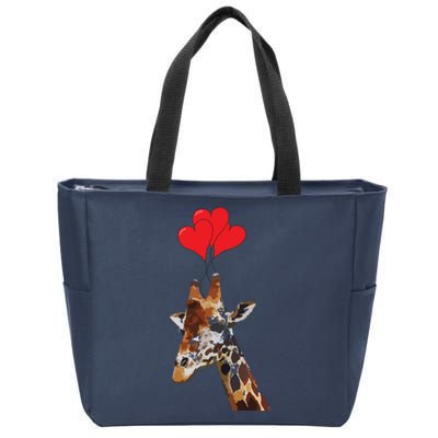 Giraffe Red Heart Valentines Day Gift For Women Zip Tote Bag