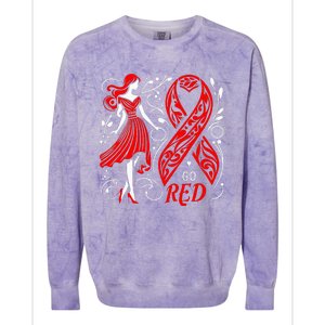 Go Red Heart Disease Awareness American Colorblast Crewneck Sweatshirt