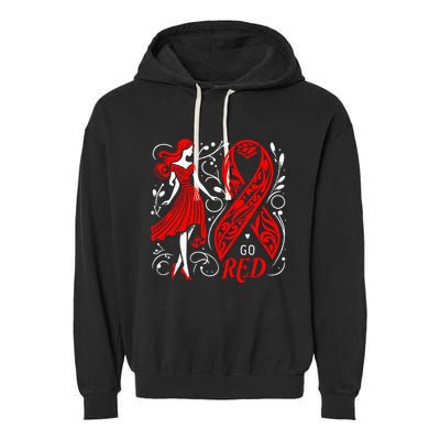 Go Red Heart Disease Awareness American Garment-Dyed Fleece Hoodie