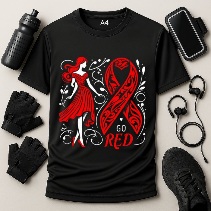 Go Red Heart Disease Awareness American Cooling Performance Crew T-Shirt