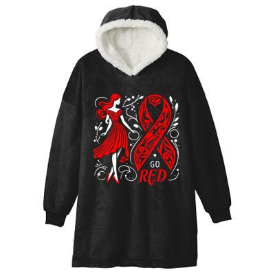 Go Red Heart Disease Awareness American Hooded Wearable Blanket