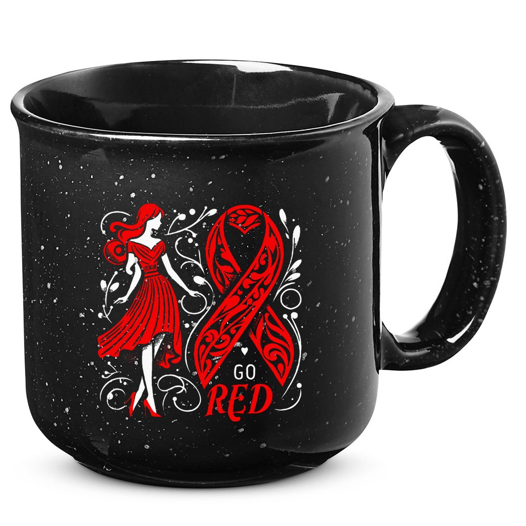 Go Red Heart Disease Awareness American 15oz Campfire Ceramic Mug