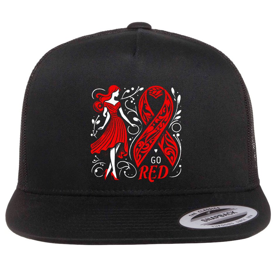 Go Red Heart Disease Awareness American Flat Bill Trucker Hat
