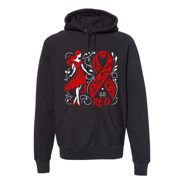 Go Red Heart Disease Awareness American Premium Hoodie