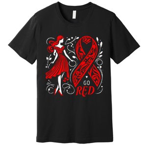 Go Red Heart Disease Awareness American Premium T-Shirt