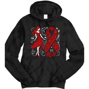 Go Red Heart Disease Awareness American Tie Dye Hoodie