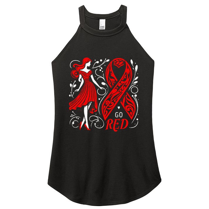 Go Red Heart Disease Awareness American Women's Perfect Tri Rocker Tank