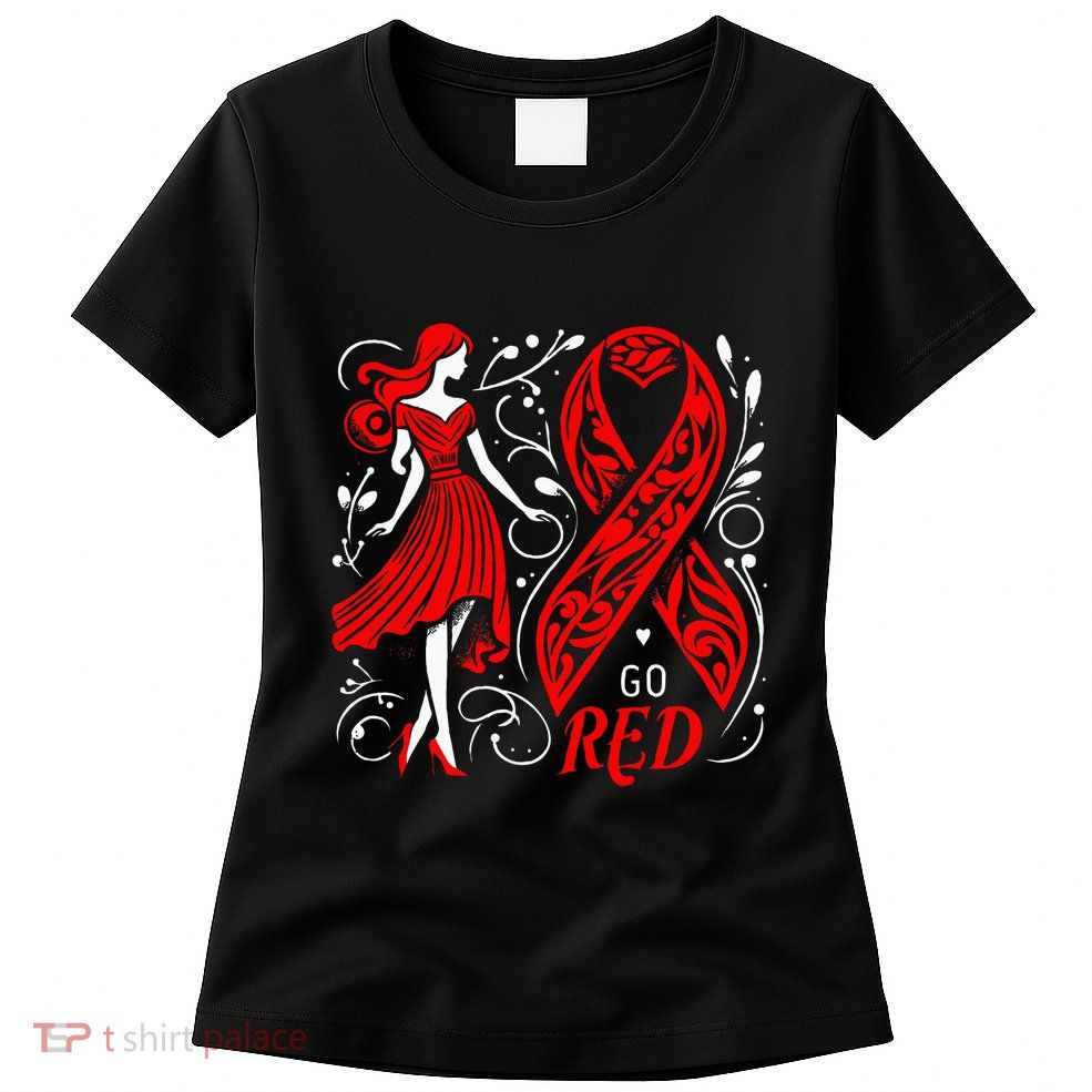 Go Red Heart Disease Awareness American Womens T-Shirt