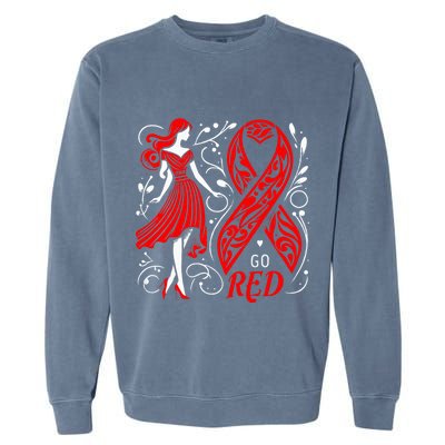 Go Red Heart Disease Awareness American Garment-Dyed Sweatshirt