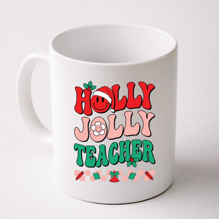 Groovy Retro Holly Xmas Jolly Teacher Christmas Vibes Hippie Coffee Mug