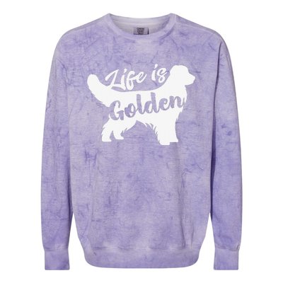 Golden Retriever Hund Life is golden retro vintage Colorblast Crewneck Sweatshirt