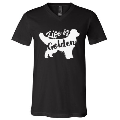 Golden Retriever Hund Life is golden retro vintage V-Neck T-Shirt