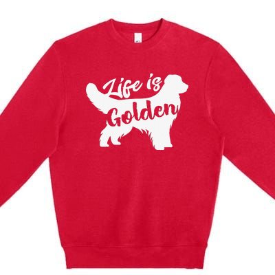 Golden Retriever Hund Life is golden retro vintage Premium Crewneck Sweatshirt