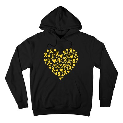 Gold Ribbon Heart Childhood Cancer Awareness Support Hoodie