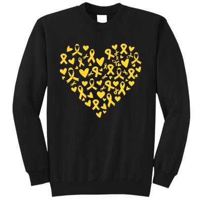 Gold Ribbon Heart Childhood Cancer Awareness Support Sweatshirt