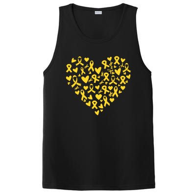 Gold Ribbon Heart Childhood Cancer Awareness Support PosiCharge Competitor Tank